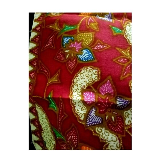 Material Fabric Cotton Red Blue White Brown 38" x 87'  Flowers Hearts Leaves - Picture 6 of 10